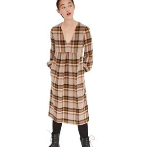 Trafaluc by Zara Plaid Wool-blend Midi Dress